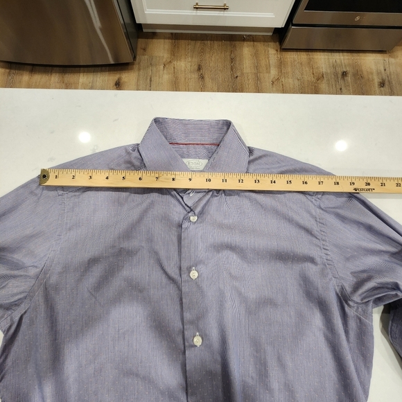 Eton Shirt Mens M 39 15.3/4 Blue Button Up Harrogate Contemporary Long Sleeve - Picture 7 of 12
